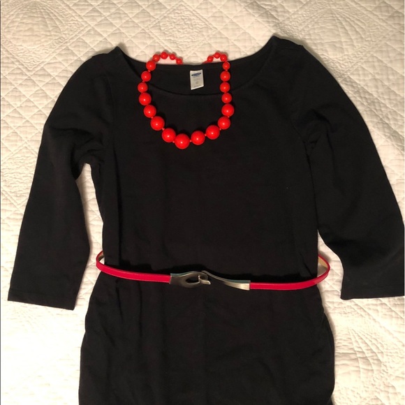 Comfy Cotton Black Maternity Dress - Picture 2 of 2